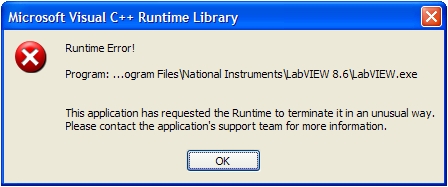 Microsoft Visual C++ Runtime Library Runtime Error Dialog